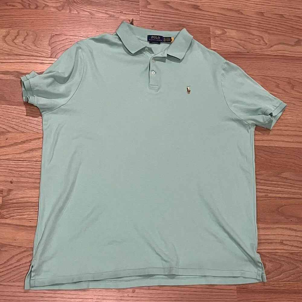 Polo Ralph Lauren Classic Fit Mesh Polo Mint Seafoam Green XXL Pony Logo Preppy